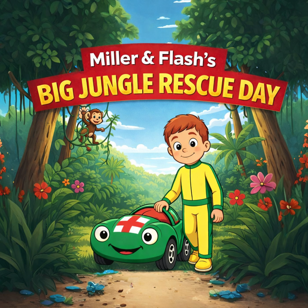 Miller and Flash Big Jungle Rescue Day children's adventure book cover